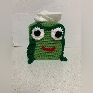 Frog Tissue Box Cover New Handmade Crochet